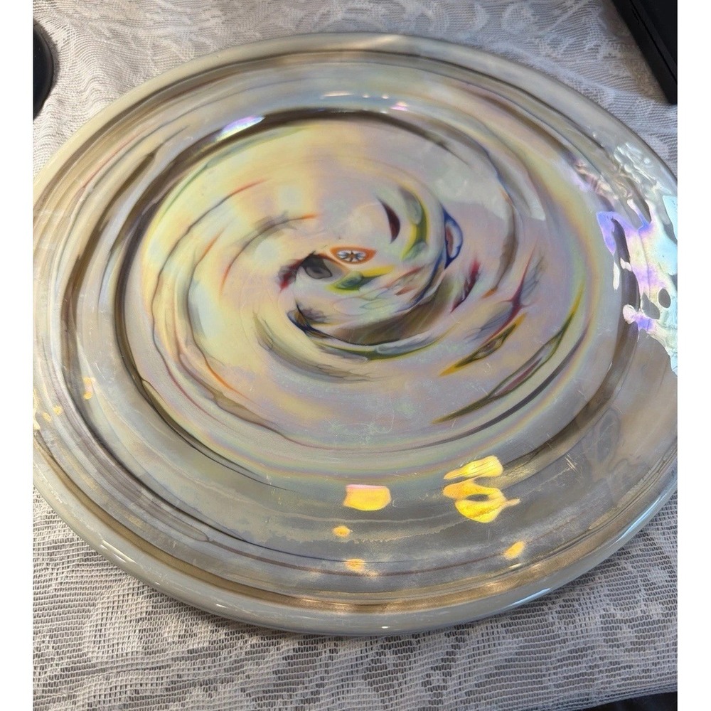 Vntg Mid Century Murano Art Glass Opalescent Collector 12.25" Millefiori Design